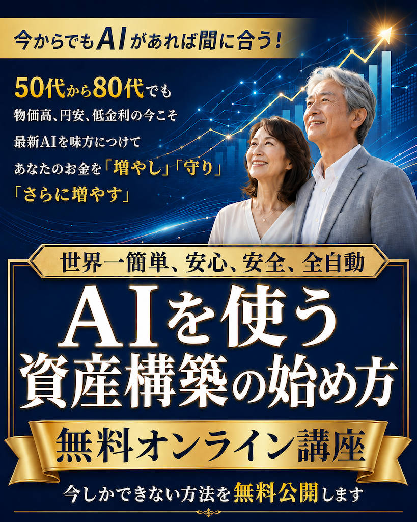 50代から80代でも最新AIを味方につけてあなたのお金を増やし、守り、さらに増やす AIを使う資産構築の始め方 無料オンライン講座