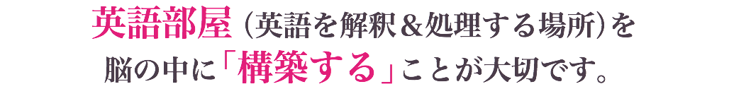 英語部屋（英語を解釈＆処理する場所）を 脳の中に「構築する」ことが大切です。
