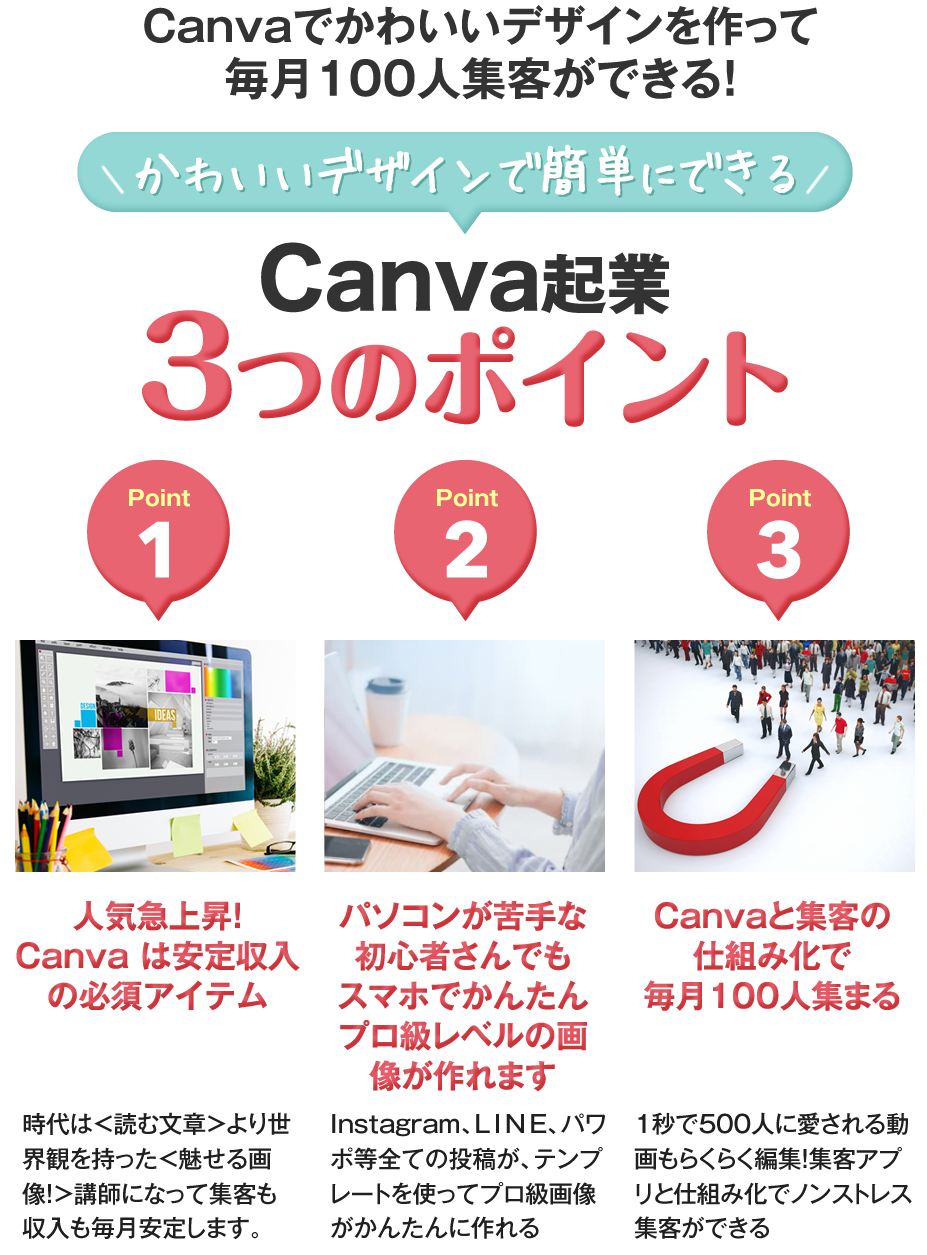 かわいいデザインで簡単にできるCanva起業3つのポイント