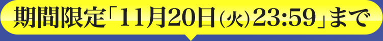期間限定「11月20日(火木)23:59」まで