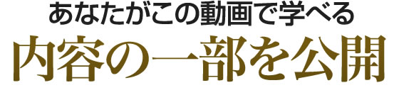 あなたがこの動画で学べる内容の一部を公開