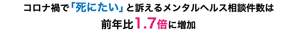 コロナ禍で「死にたい」と訴えるメンタルヘルス相談件数は 前年比1.7倍に増加