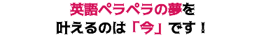 英語ペラペラの夢を 叶えるのは「今」です！